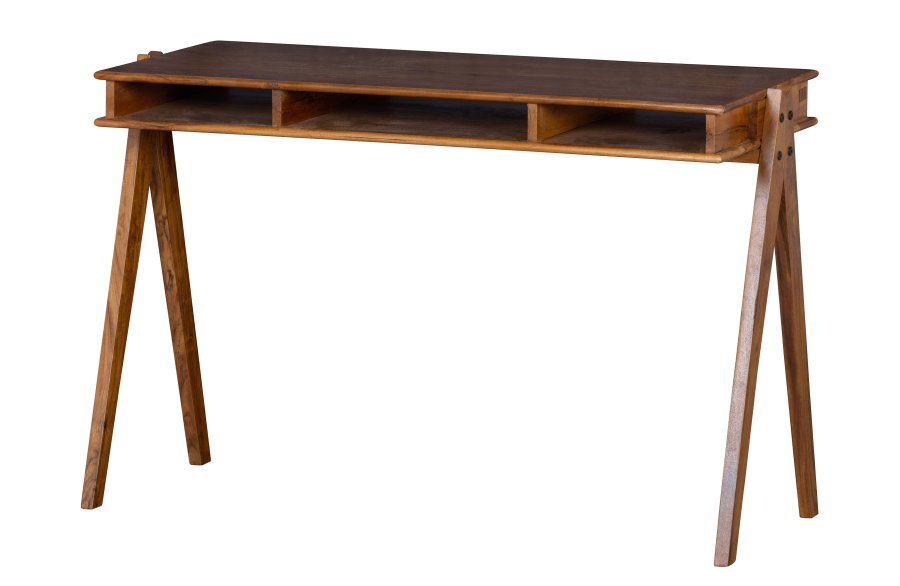 BEPUREHOME Collection skrivebord, m. 3 bne rum - brun akacietr (120x50)