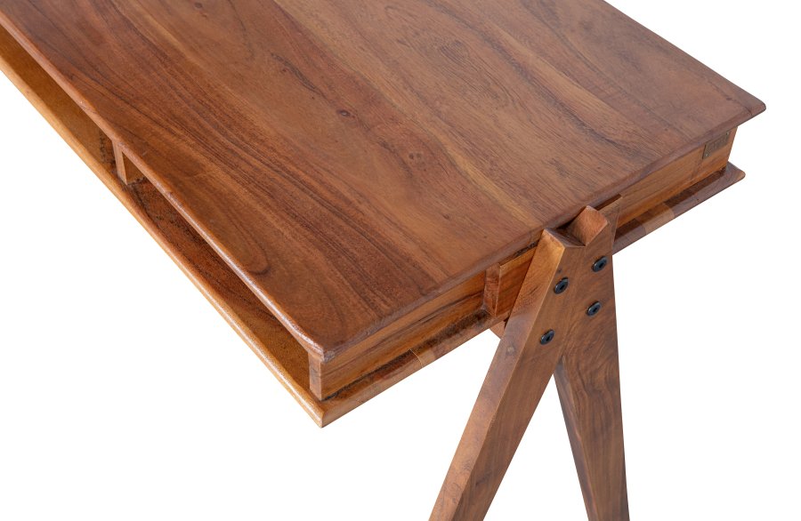 BEPUREHOME Collection skrivebord, m. 3 bne rum - brun akacietr (120x50)