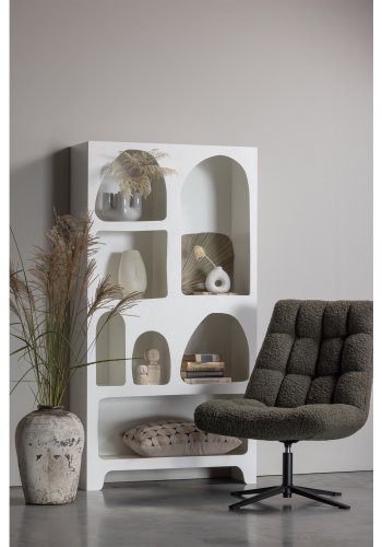 WOOOD Job drejestol - varm grn polyester bamsestof og sort metal