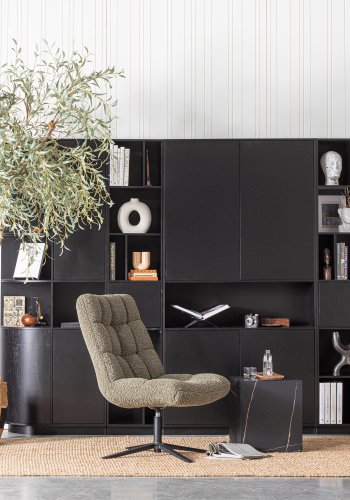 WOOOD Job drejestol - varm grn polyester bamsestof og sort metal