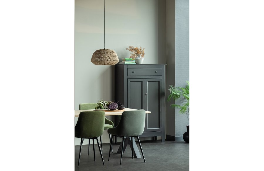 WOOOD Tablo spisebord, rektangulr - natur eg og sort stl (160x90)