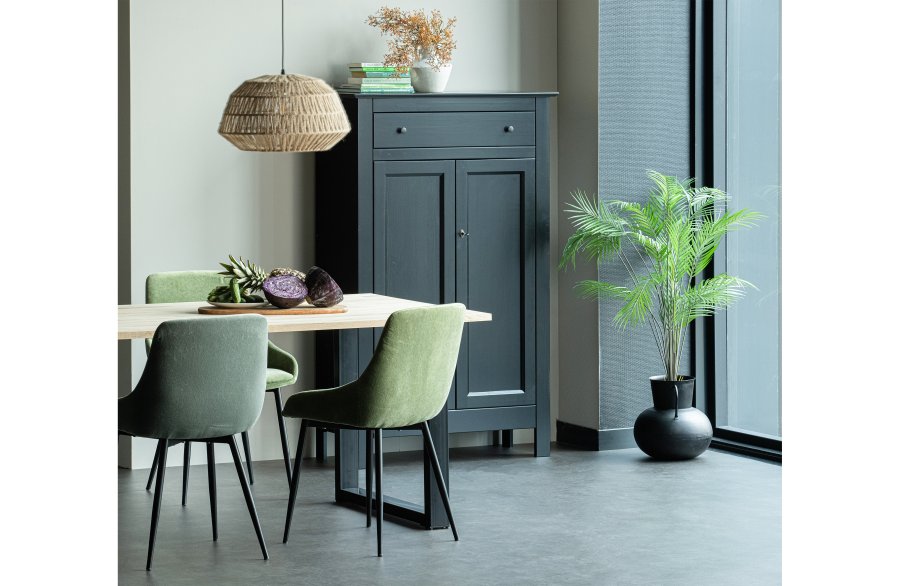 WOOOD Tablo spisebord, rektangulr - natur eg og sort stl (160x90)