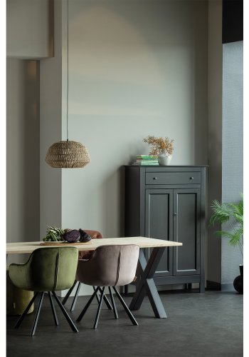 WOOOD Tablo spisebord, rektangulr - natur eg og sort stl (200x90)