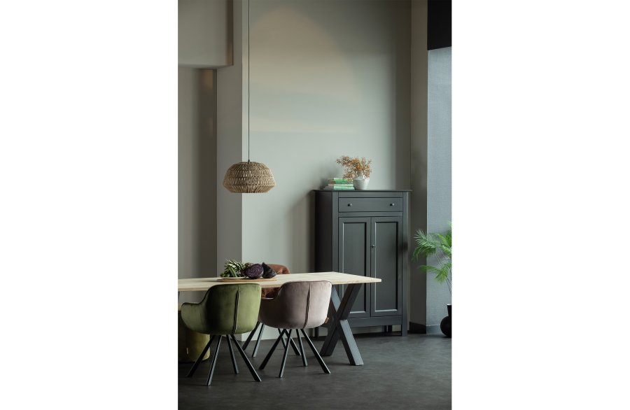 WOOOD Tablo spisebord, rektangulr - natur eg og sort stl (200x90)