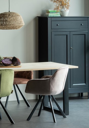 WOOOD Tablo spisebord, rektangulr - natur eg og sort stl (200x90)