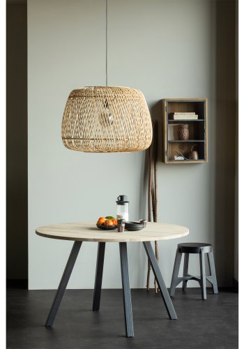 WOOOD Tablo spisebord, rund - natur eg og sort stl (120)