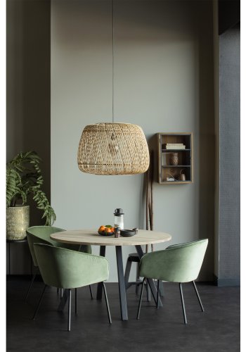 WOOOD Tablo spisebord, rund - natur eg og sort stl (120)