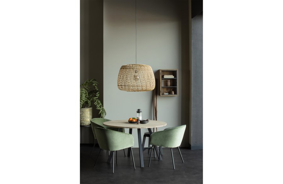 WOOOD Tablo spisebord, rund - natur eg og sort stl (120)