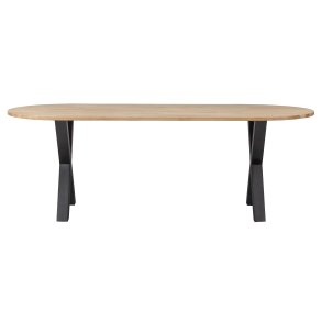 WOOOD Tablo spisebord, oval - natur eg og sort stl (220x90)