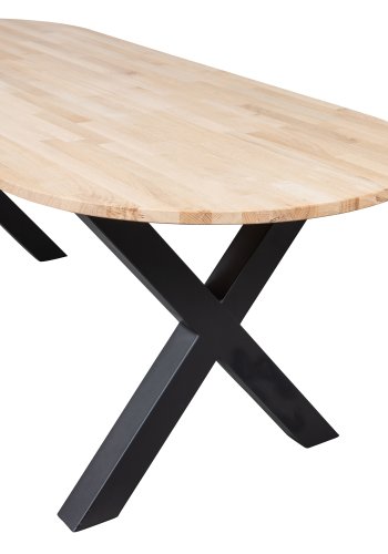 WOOOD Tablo spisebord, oval - natur eg og sort stl (220x90)