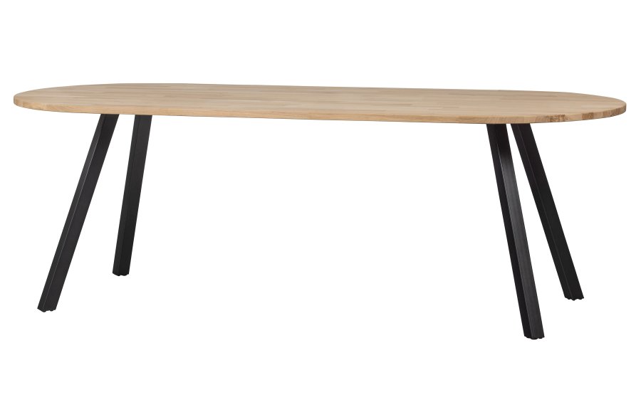 WOOOD Tablo spisebord, oval - natur eg og sort stl (220x90)