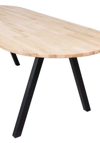 WOOOD Tablo spisebord, oval - natur eg og sort stl (220x90)