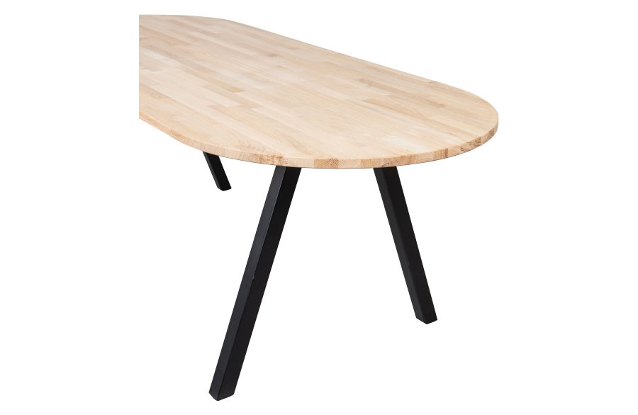 WOOOD Tablo spisebord, oval - natur eg og sort stl (220x90)
