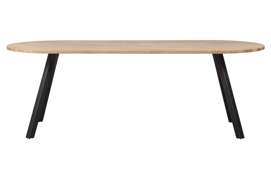 WOOOD Tablo spisebord, oval - natur eg og sort stl (220x90)
