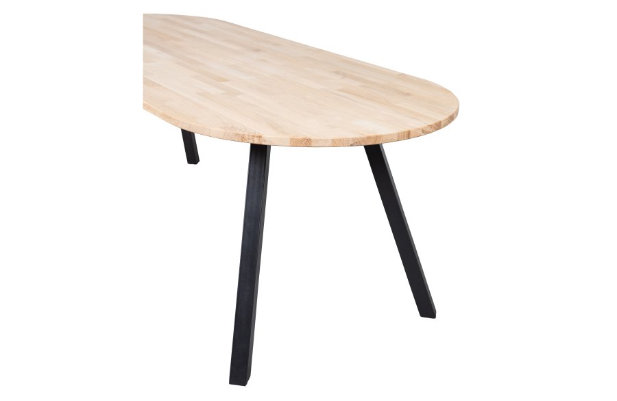WOOOD Tablo spisebord, oval - natur eg og sort stl (220x90)
