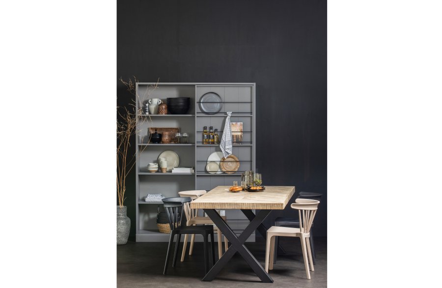 WOOOD Tablo sildebens spisebord, rektangulr - hvidvasket mangotr og stl (200x90)