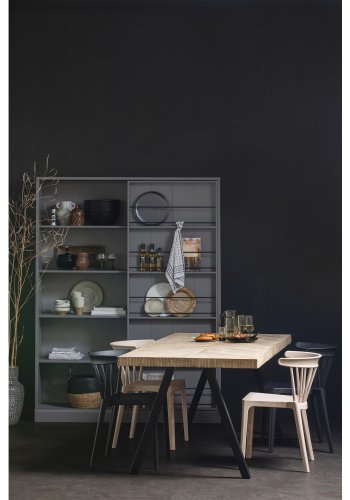 WOOOD Tablo sildebens spisebord, rektangulr - hvidvasket mangotr og stl (200x90)