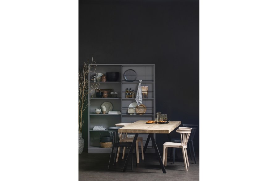 WOOOD Tablo sildebens spisebord, rektangulr - hvidvasket mangotr og stl (200x90)