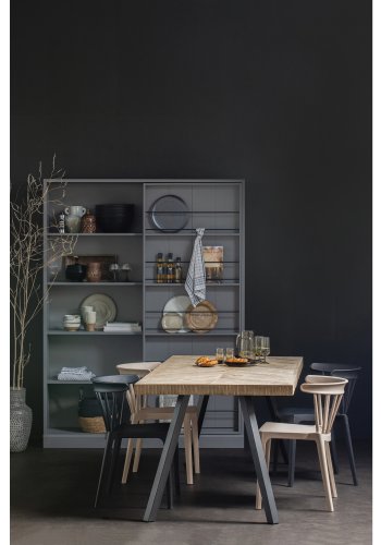 WOOOD Tablo sildebens spisebord, rektangulr - hvidvasket mangotr og stl (200x90)