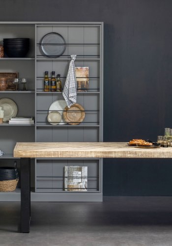 WOOOD Tablo sildebens spisebord, rektangulr - hvidvasket mangotr og stl (200x90)