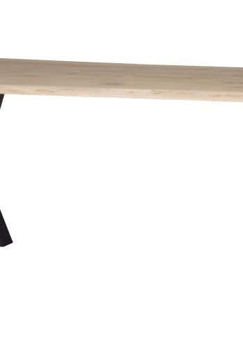 WOOOD Tablo trstamme spisebord, m. blget kant, rektangulr - natur eg og sort stl (180x90)