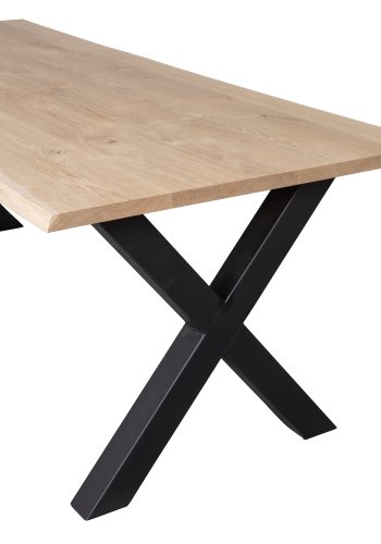 WOOOD Tablo trstamme spisebord, m. blget kant, rektangulr - natur eg og sort stl (180x90)