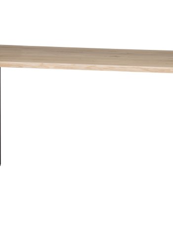WOOOD Tablo trstamme spisebord, m. blget kant, rektangulr - natur eg og sort stl (180x90)