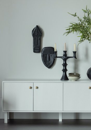 WOOOD Madu TV-bord, m. 4 lger og 2 hylder - skygr fyrretr og metal (160x46)