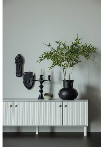 WOOOD Madu TV-bord, m. 4 lger og 2 hylder - skygr fyrretr og metal (160x46)