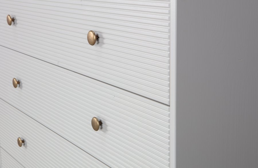 WOOOD Madu kommode, m. 4 skuffer - skygr fyrretr og metal