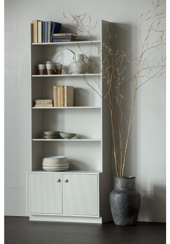 WOOOD Madu reol, m. 2 lger - skygr fyrretr og metal (H:200)