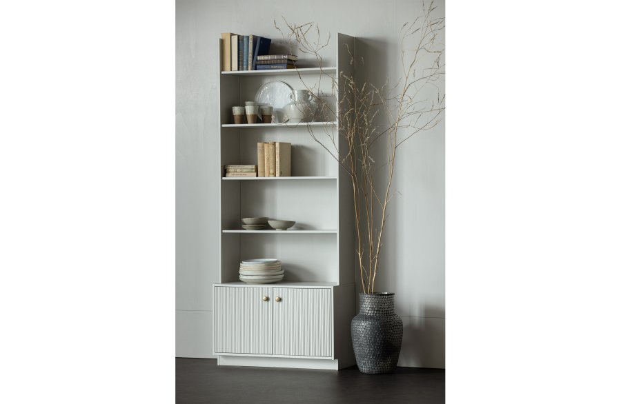 WOOOD Madu reol, m. 2 lger - skygr fyrretr og metal (H:200)