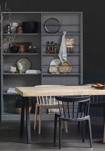 WOOOD Tablo sildebens spisebord, rektangulr - hvidvasket mangotr og stl (180x90)