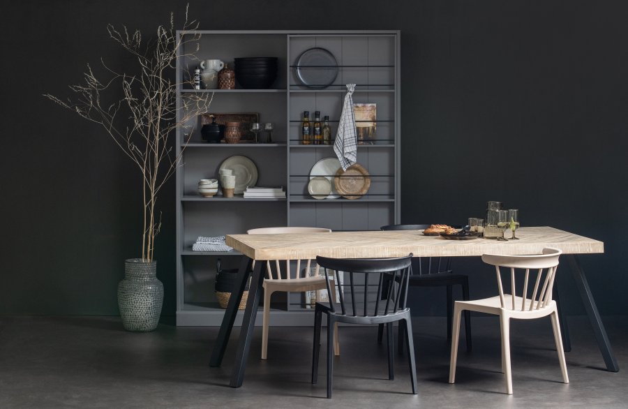 WOOOD Tablo sildebens spisebord, rektangulr - hvidvasket mangotr og stl (180x90)