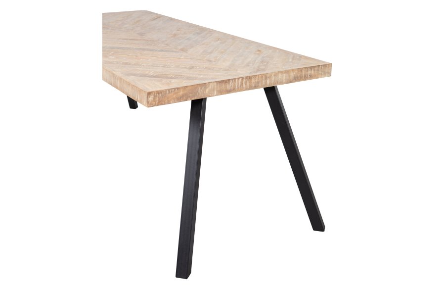 WOOOD Tablo sildebens spisebord, rektangulr - hvidvasket mangotr og stl (180x90)