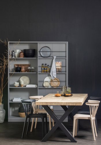 WOOOD Tablo sildebens spisebord, rektangulr - hvidvasket mangotr og stl (180x90)