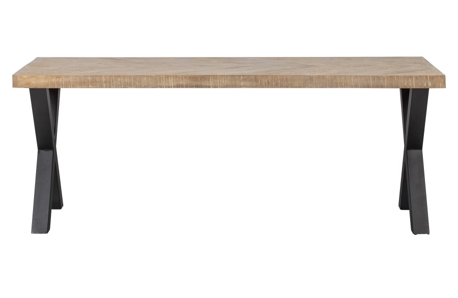 WOOOD Tablo sildebens spisebord, rektangulr - hvidvasket mangotr og stl (180x90)