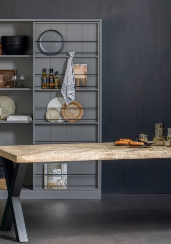 WOOOD Tablo sildebens spisebord, rektangulr - hvidvasket mangotr og stl (180x90)