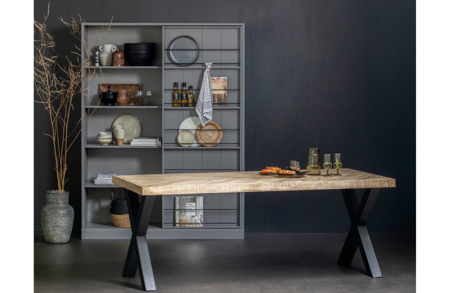 WOOOD Tablo sildebens spisebord, rektangulr - hvidvasket mangotr og stl (180x90)