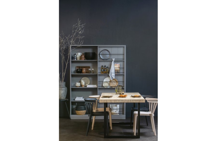 WOOOD Tablo sildebens spisebord, rektangulr - hvidvasket mangotr og stl (180x90)