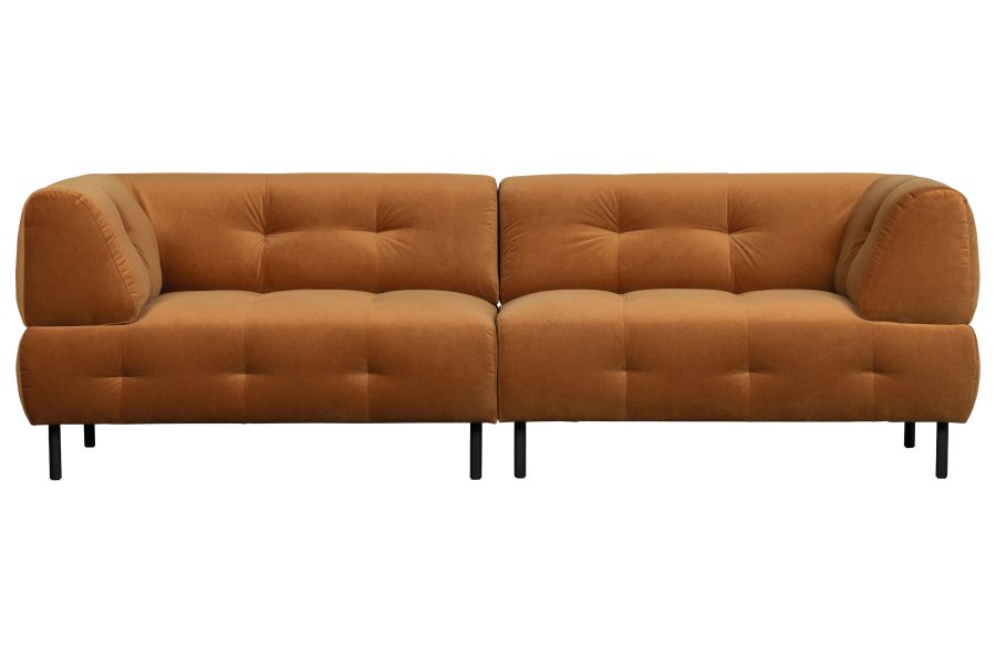 WOOOD EXCLUSIVE Lloyd 4 pers. sofa - kanel vasket fljl og sort metal