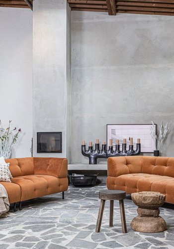 WOOOD EXCLUSIVE Lloyd 4 pers. sofa - kanel vasket fljl og sort metal