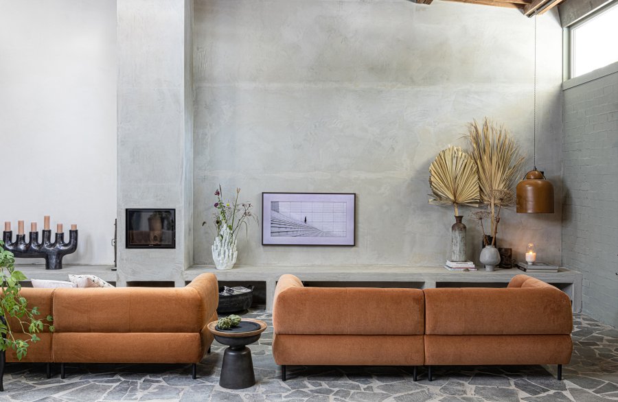 WOOOD EXCLUSIVE Lloyd 4 pers. sofa - kanel vasket fljl og sort metal