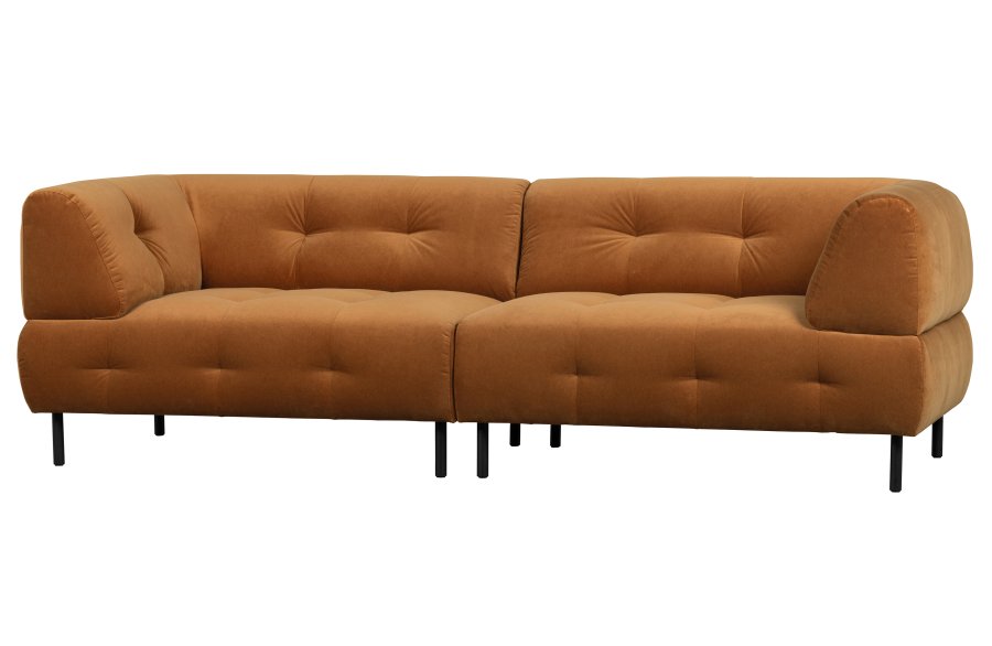 WOOOD EXCLUSIVE Lloyd 4 pers. sofa - kanel vasket fljl og sort metal