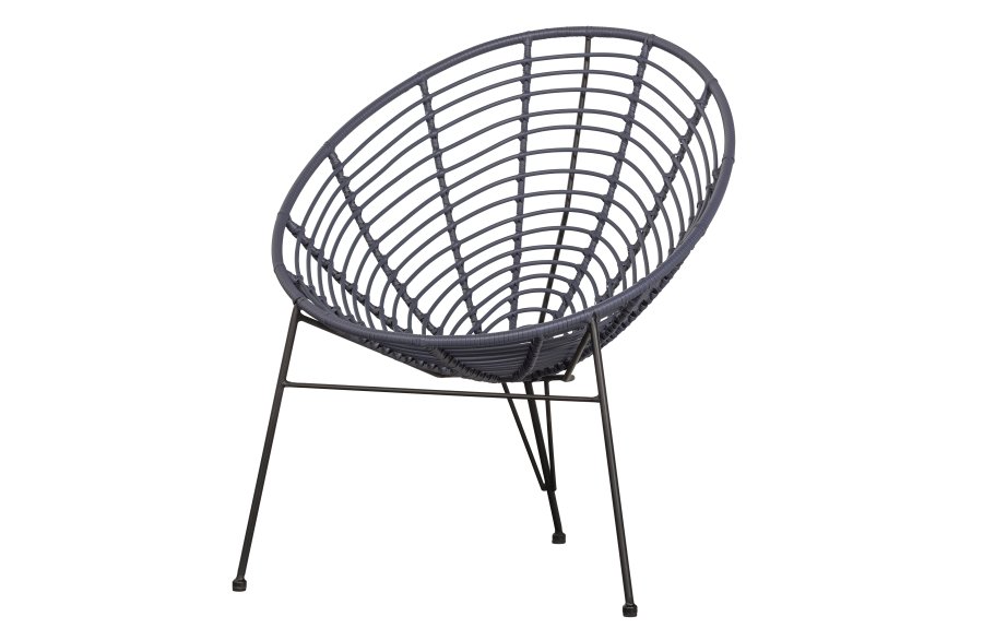 WOOOD Jane udendrs loungestol - blk sort polyethylen og sort stl