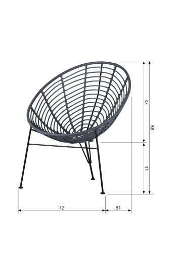 WOOOD Jane udendrs loungestol - blk sort polyethylen og sort stl