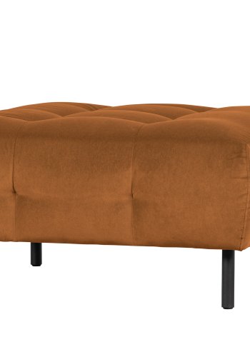 WOOOD EXCLUSIVE Lloyd puf, kvadratisk - kanel vasket fljl og sort metal (90x90)