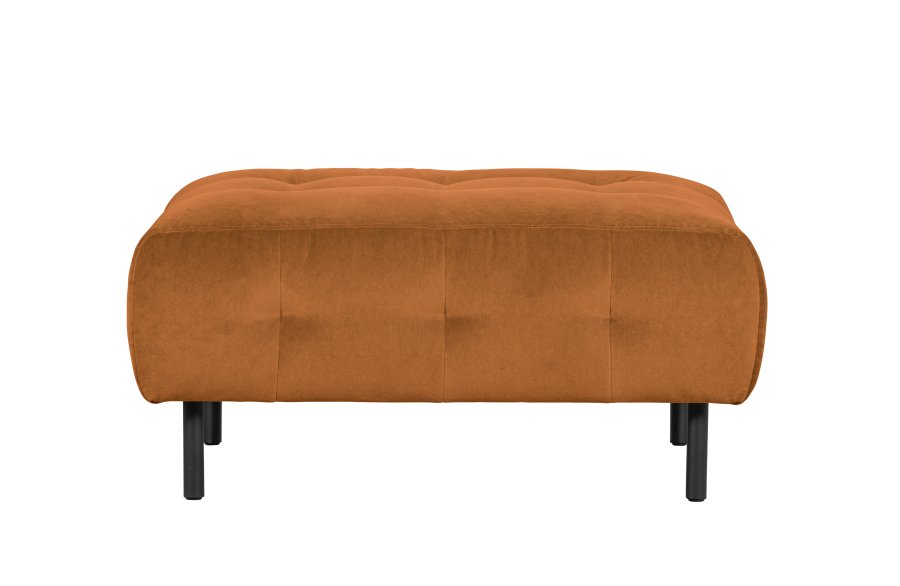 WOOOD EXCLUSIVE Lloyd puf, kvadratisk - kanel vasket fljl og sort metal (90x90)