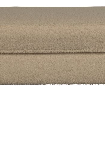 WOOOD Rocco skammel - sand polyester bamsestof og sort birketr (77x51)