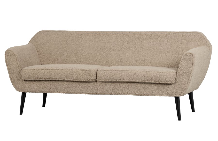 WOOOD Rocco sofa - sand polyester bamsestof og sort birketr